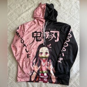 Anime Graphic Pink and Black Hoodie
